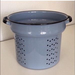 Large Vintage Enamel Ware Colander Strainer Steamer